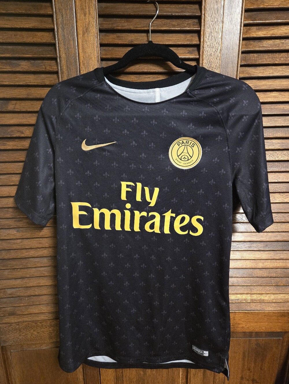 Nike  Black and Gold PSG Fly Emirates Soccer Jersey
